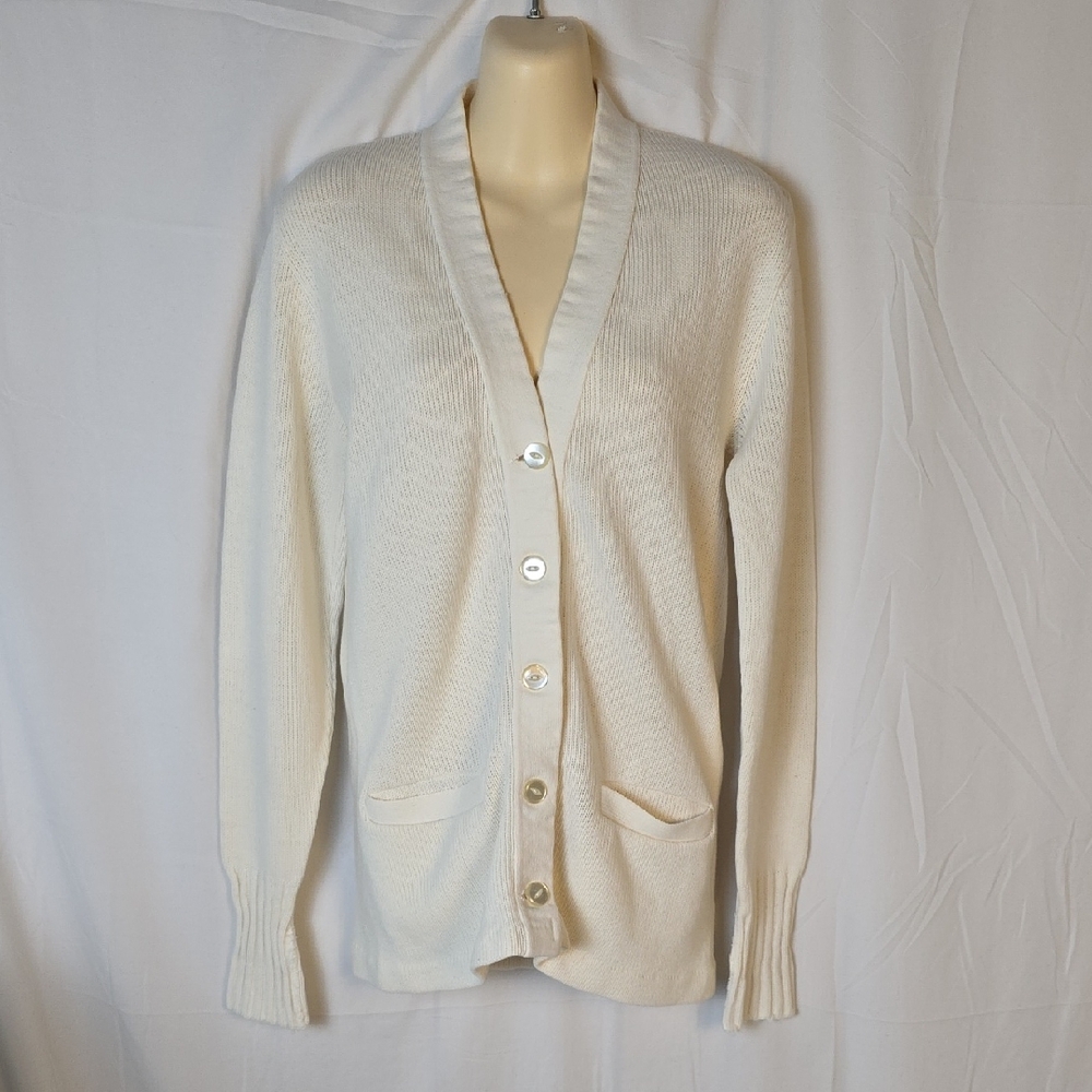 Vintage Classic Cream Button-Up Cardigan